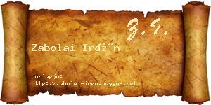Zabolai Irén névjegykártya