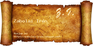 Zabolai Irén névjegykártya